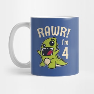 Kids Rawr I'm 4 Kids 4th Birthday Gift Funny Cute Dinosaur  Boys Girls Toddler Mug